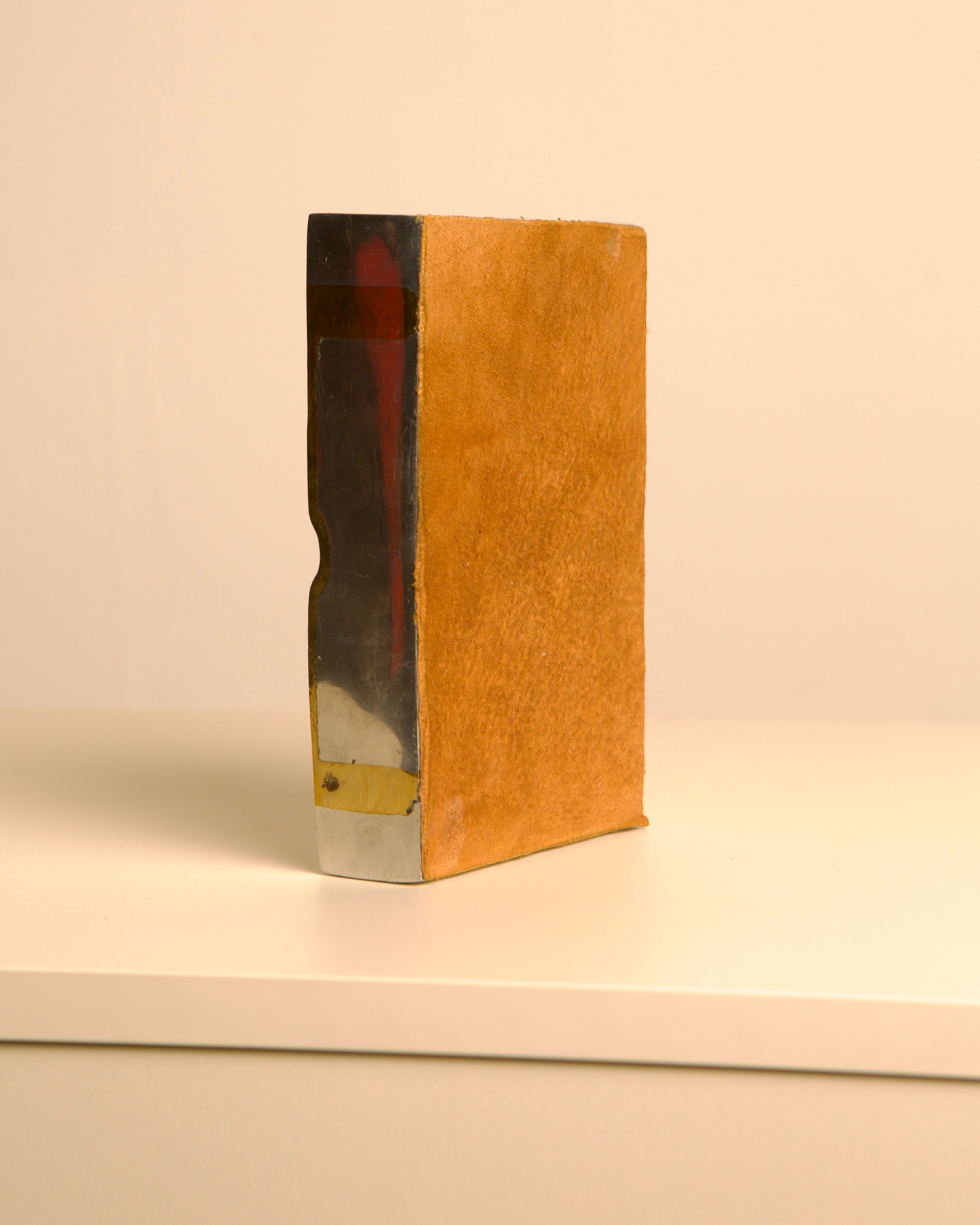 Brutalist brass and silver ashtray detail view by David Marshall