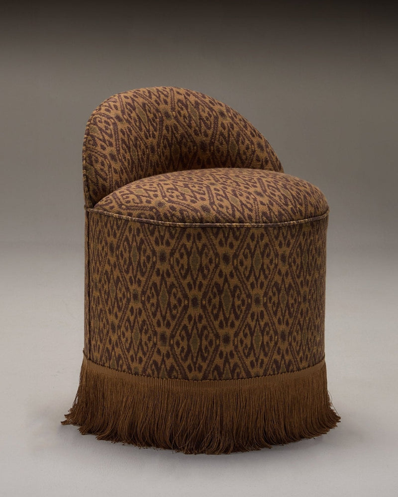 INFERI STOOL - WOVEN IKAT by CC Moulton | The Oblist — woven fabric, earthy tones, handcrafted