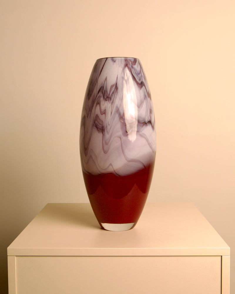 Italian Marbled Glass Vase, Purple & Burgundy, 1980s by Treaptyque | The Oblist
