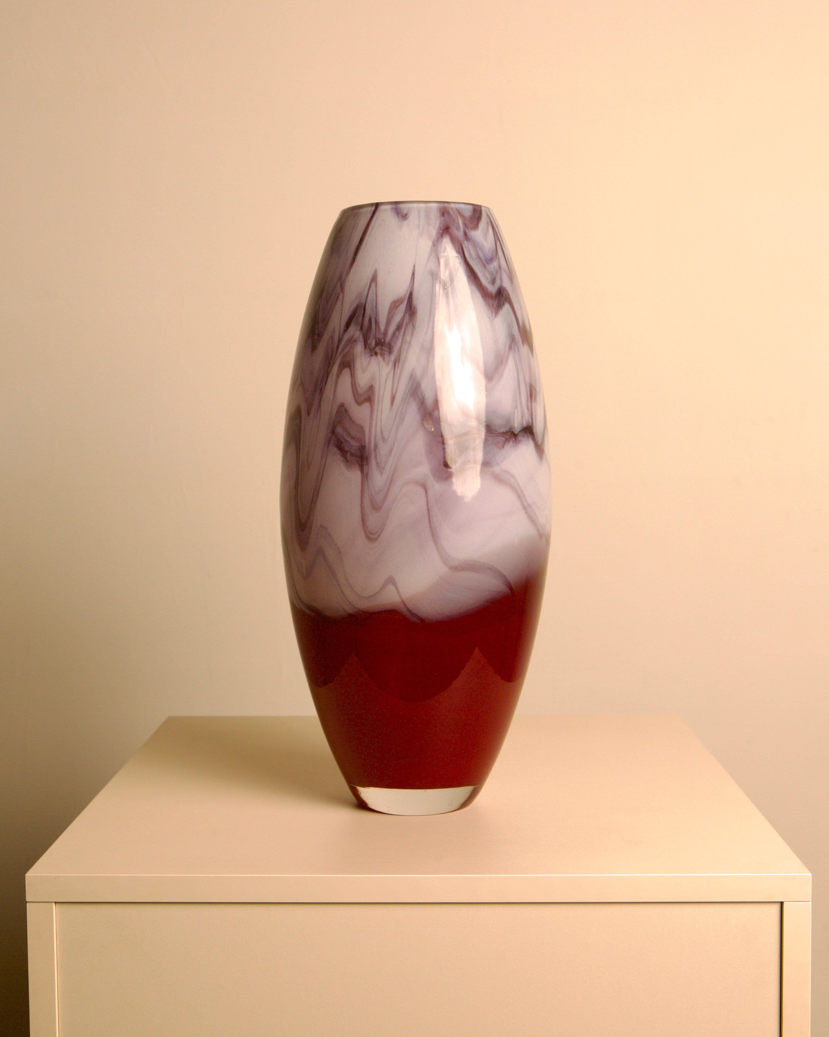 Italian Marbled Glass Vase, Purple & Burgundy, 1980s by Treaptyque | The Oblist