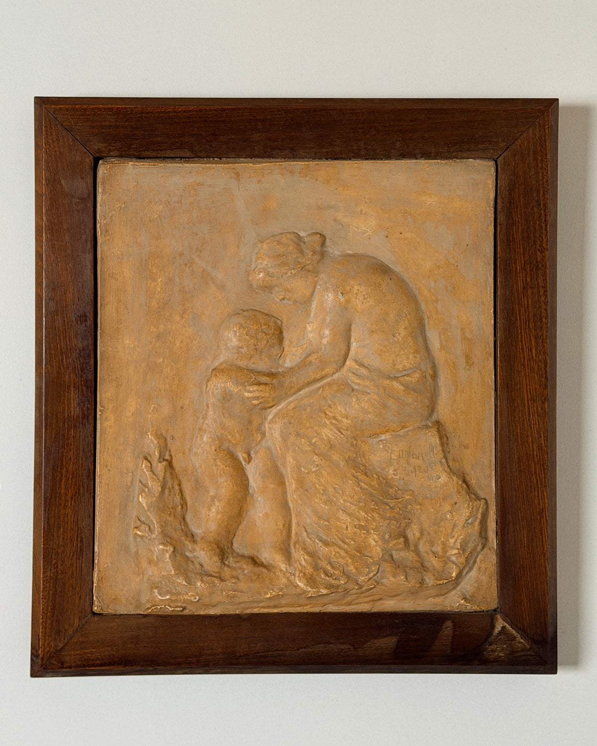 Sculpted plaster relief by Célestin Manalt, France, dated 1920 by Figuresdesign | The Oblist