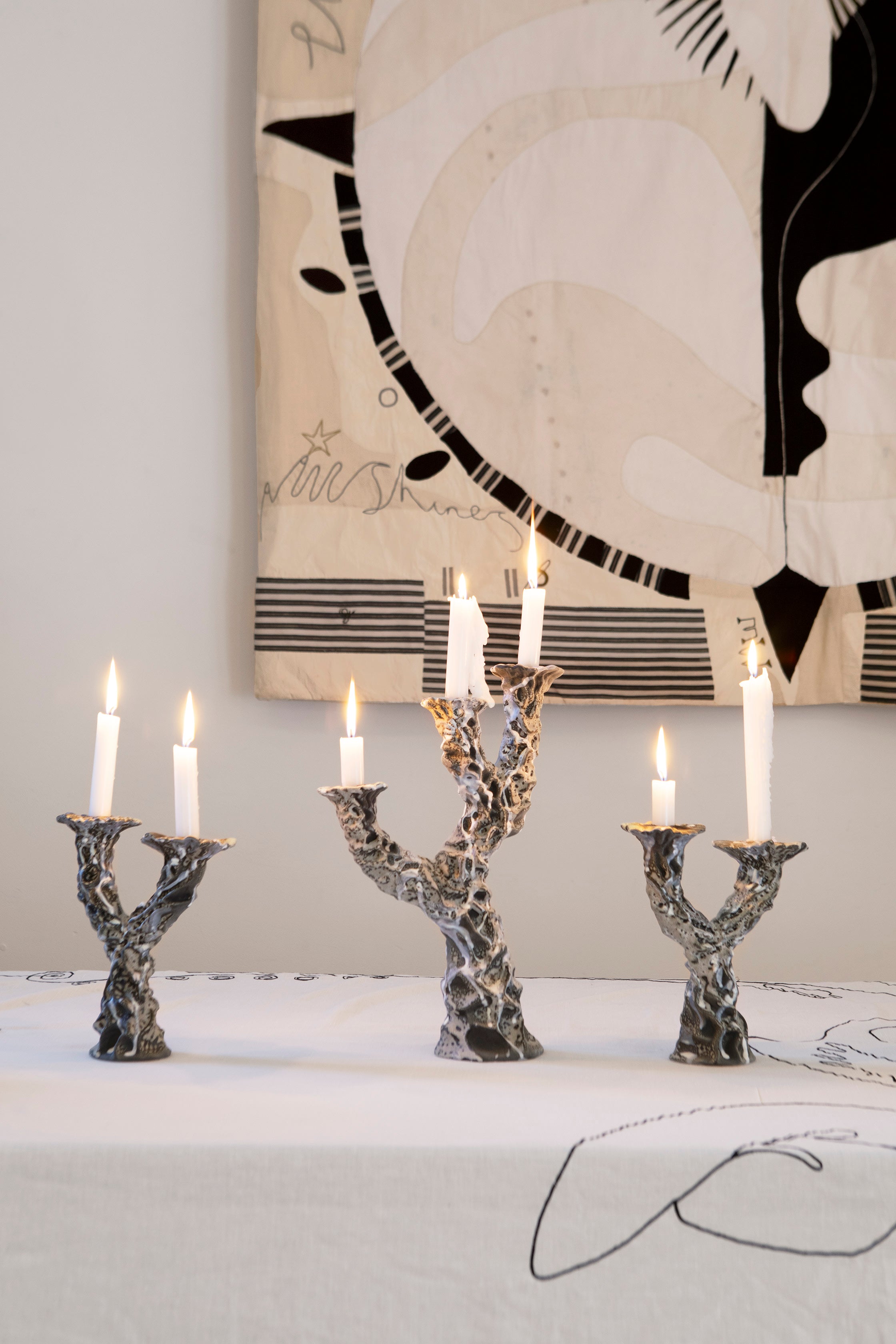 Three Wishes Hand Made Ceramic Candle Holders — in context