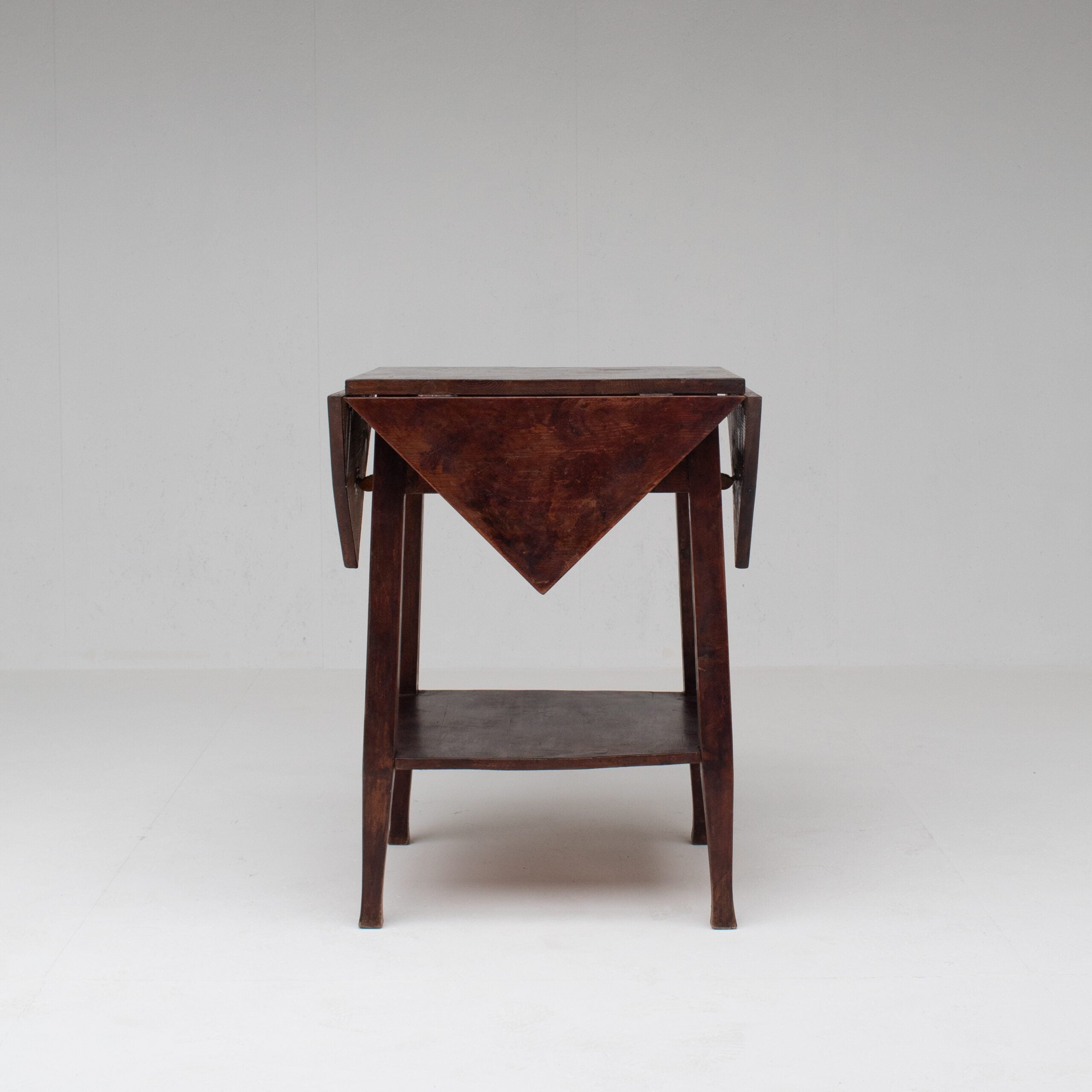 Art Deco Folding Side Table in Solid Wood — side angle