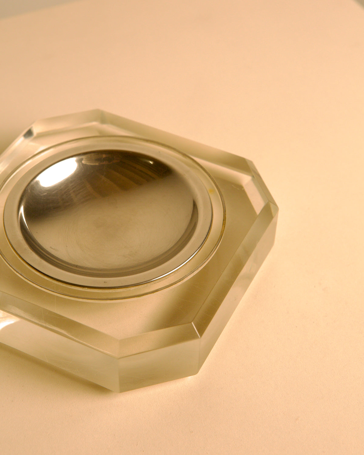 Italian octagonal metal and Lucite catch-all, 1970s — in context