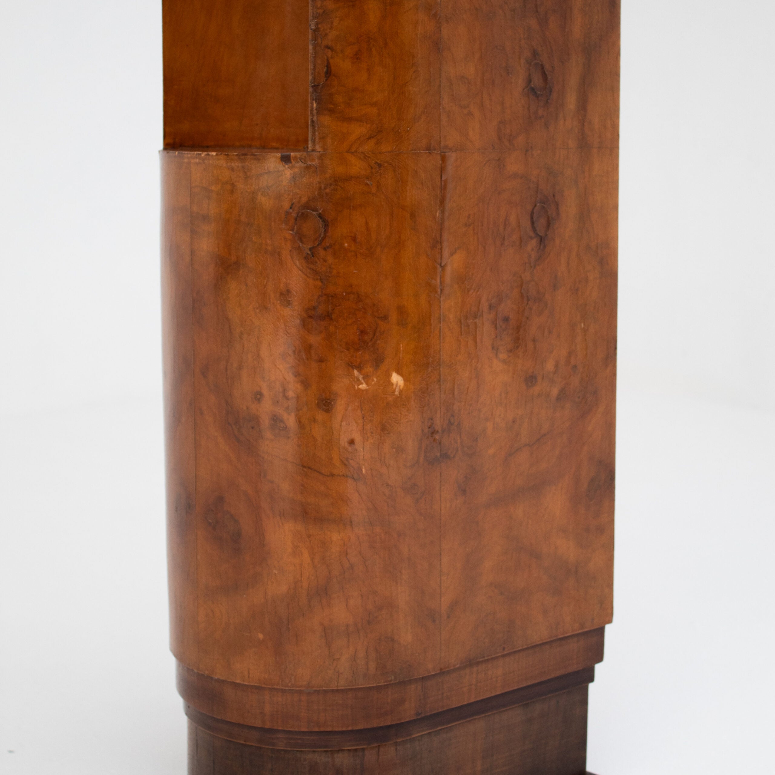 French Art Deco Walnut Pedestal with Open Display Niche, 1930s — in context