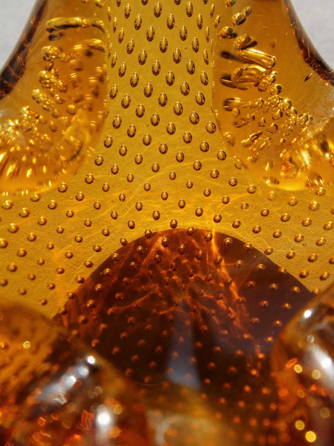 Cendrier en Verre à Bulles Ambre Murano, Années 1960