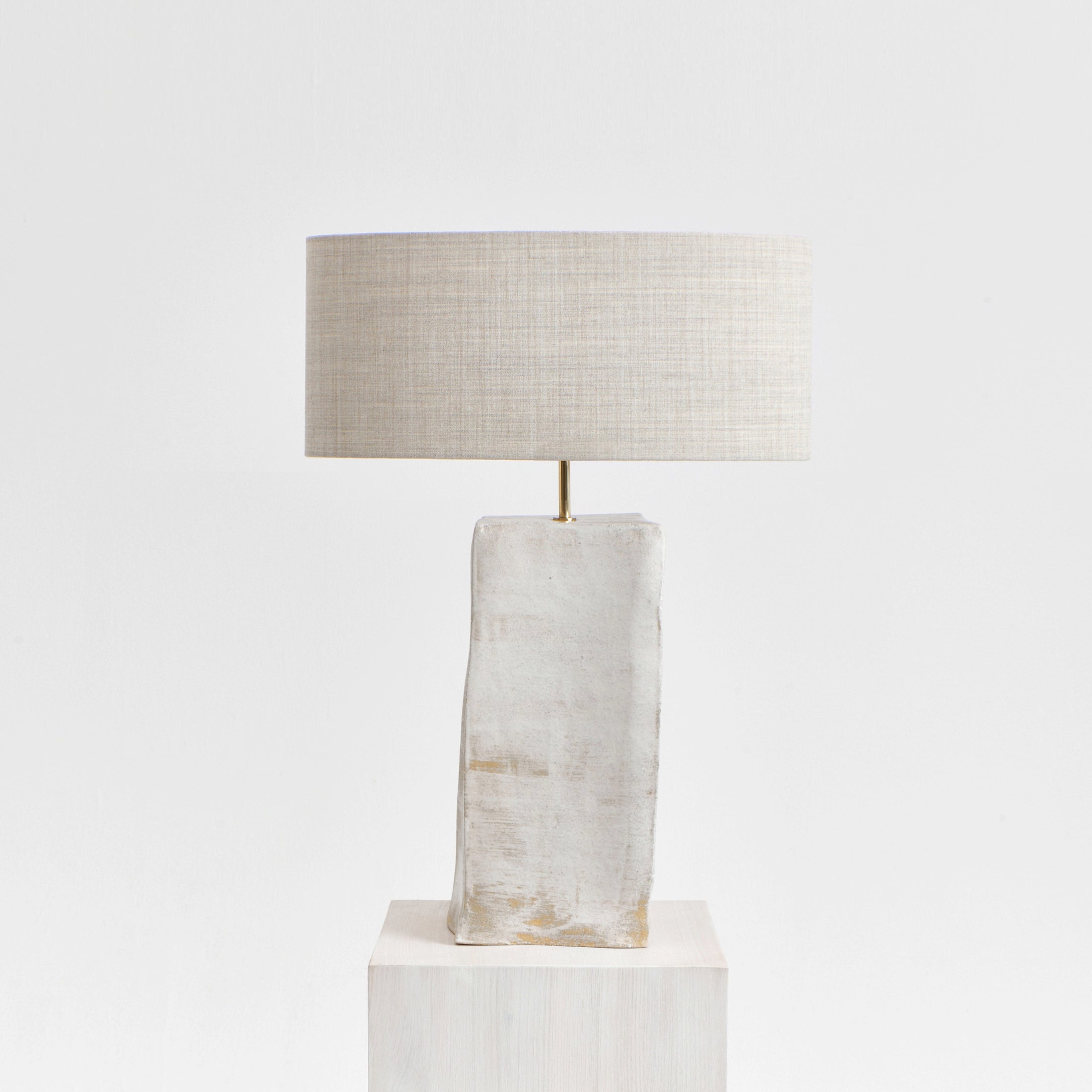 Rectangular Ceramic Lamp — back view showing textured white ceramic base