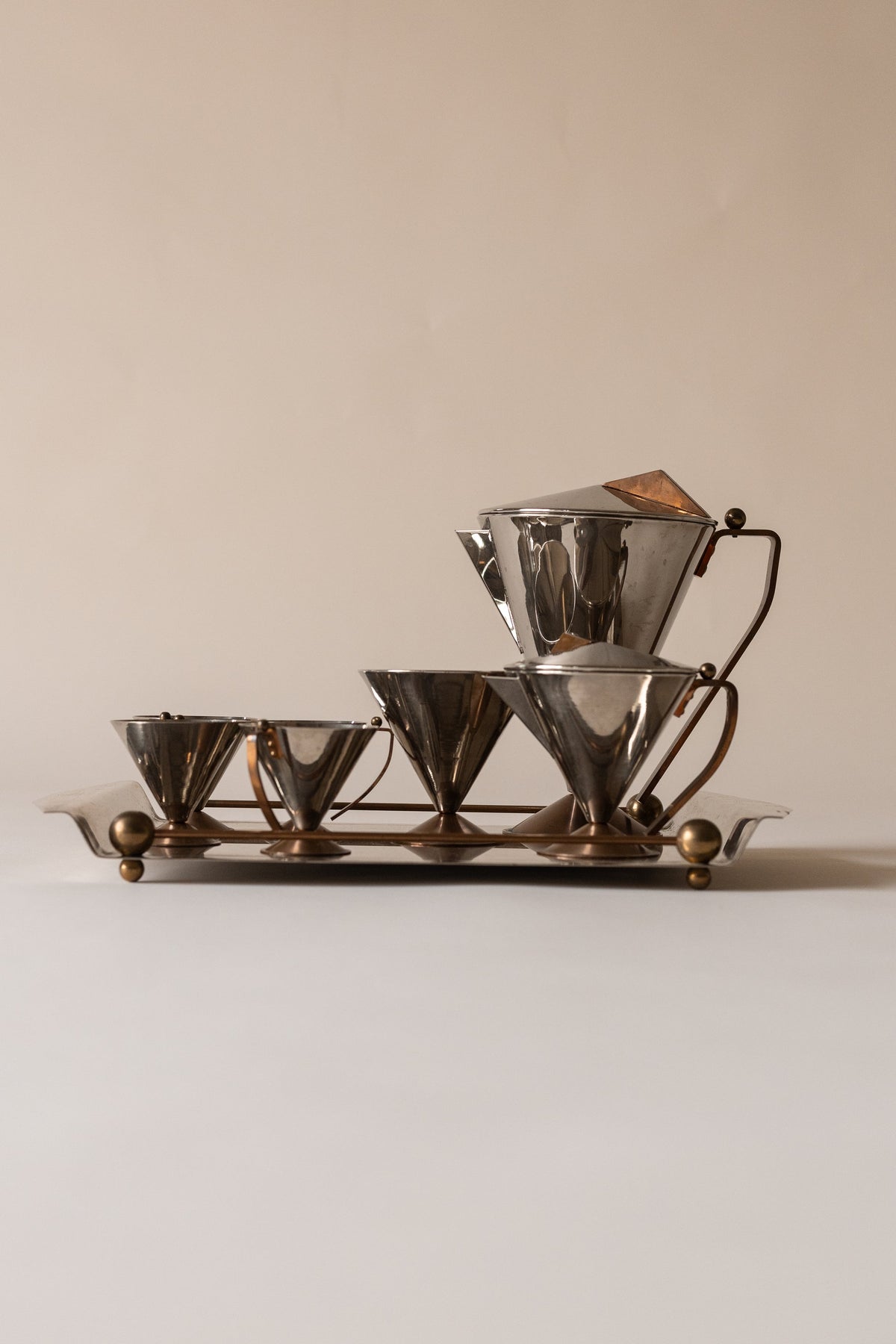 Postmodern Italian Conical Tea & Coffee Service — detail view