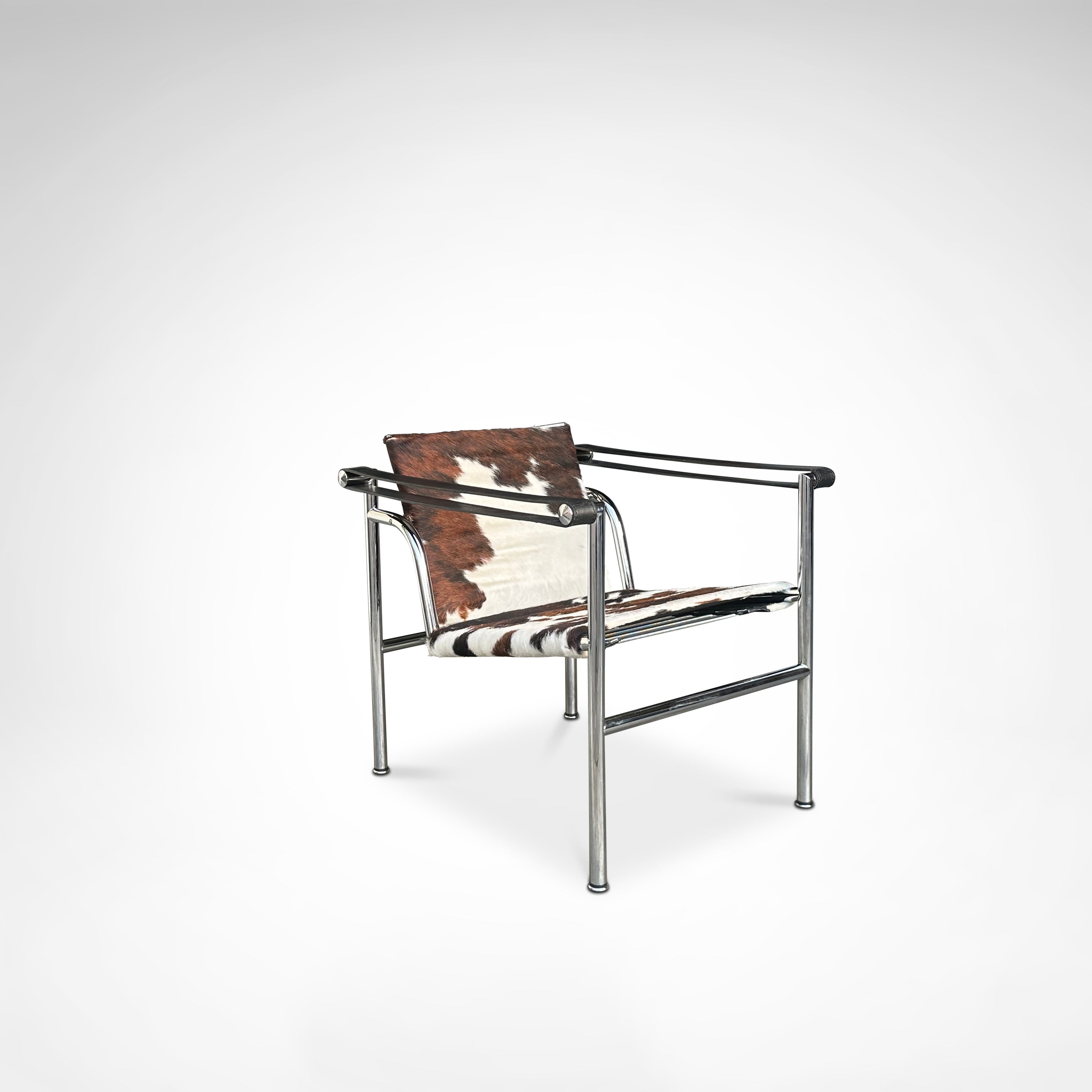 LC1 ponyskin armchair by Le Corbusier et al for Cassina 1980s — close-up