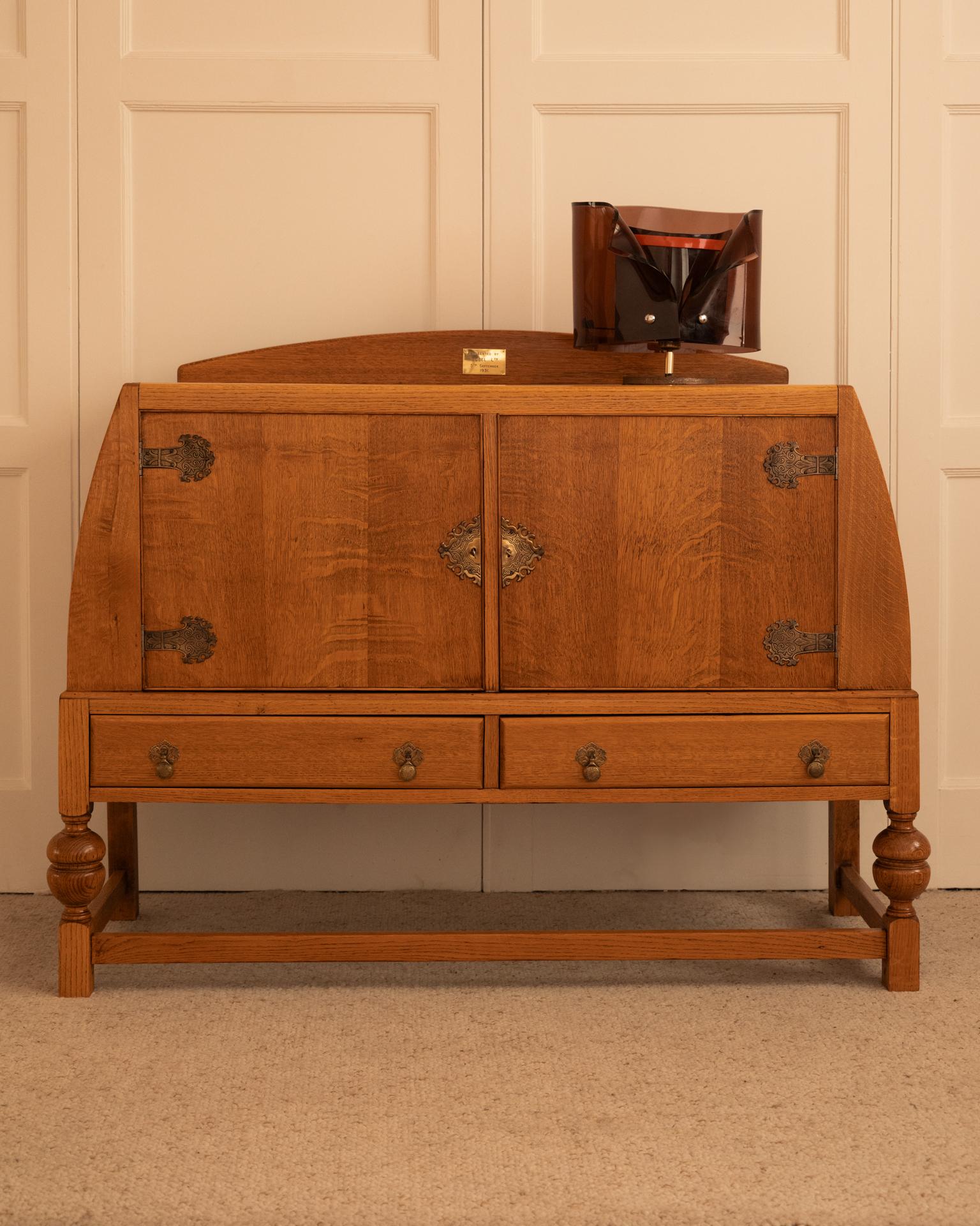 English Oak Storage Unit - 1930s — close-up