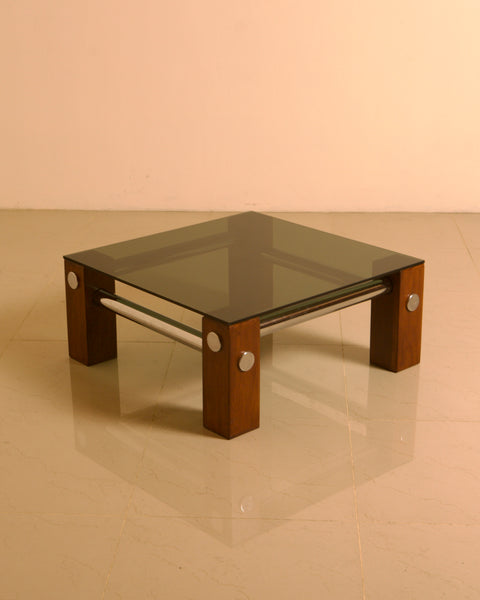 Low Table Coffee table in wood and smoked glass | The Oblist