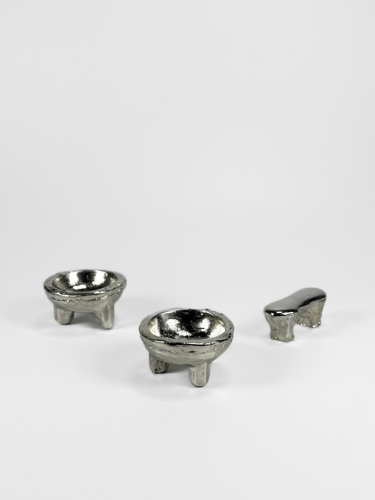 The Tin Collection / Breakfast Set — side angle of metallic serveware pieces