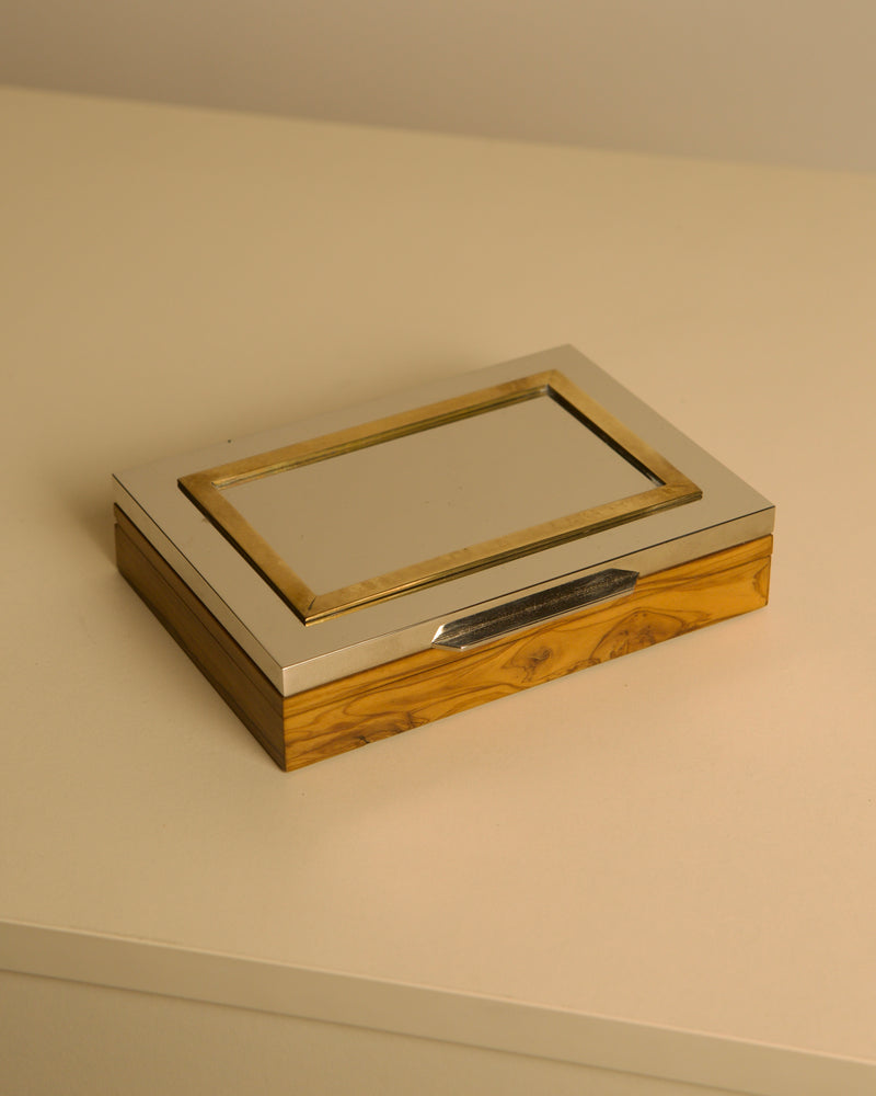 Italian box in metal, brass and olive wood, 1970s by Treaptyque | The Oblist — vintage artisan design