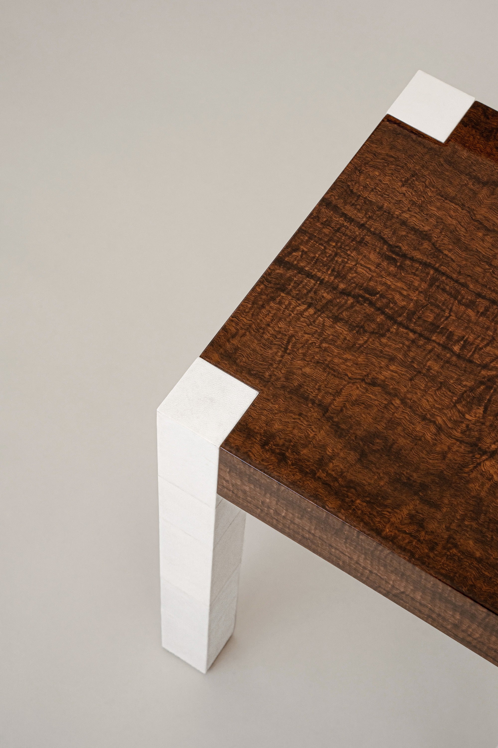 'Additions' Side Table Handcrafted in Wood Veneer & Parchment — in context