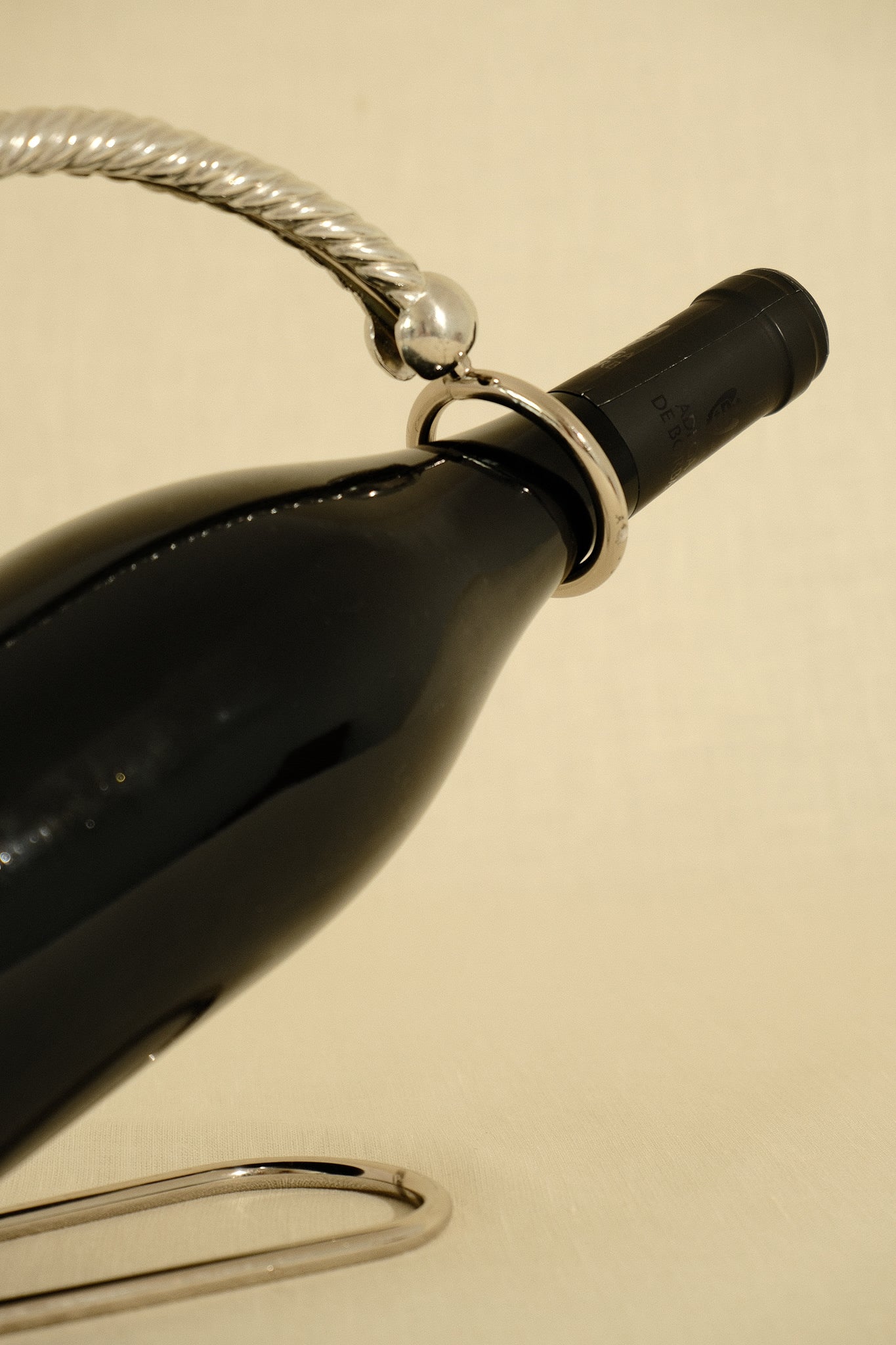 Chrome-Plated Metal Bottle Holder — close-up
