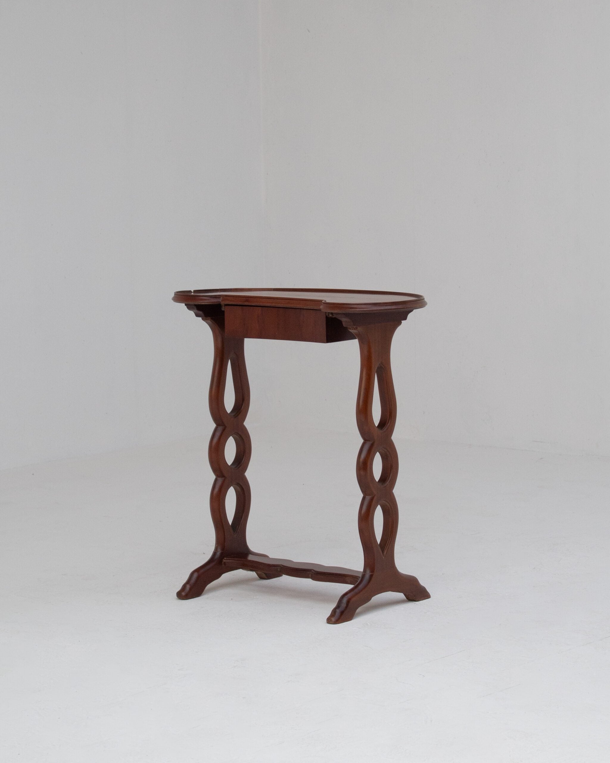 Michel Briard Sculptural Mahogany Side Table with Drawer — detail view