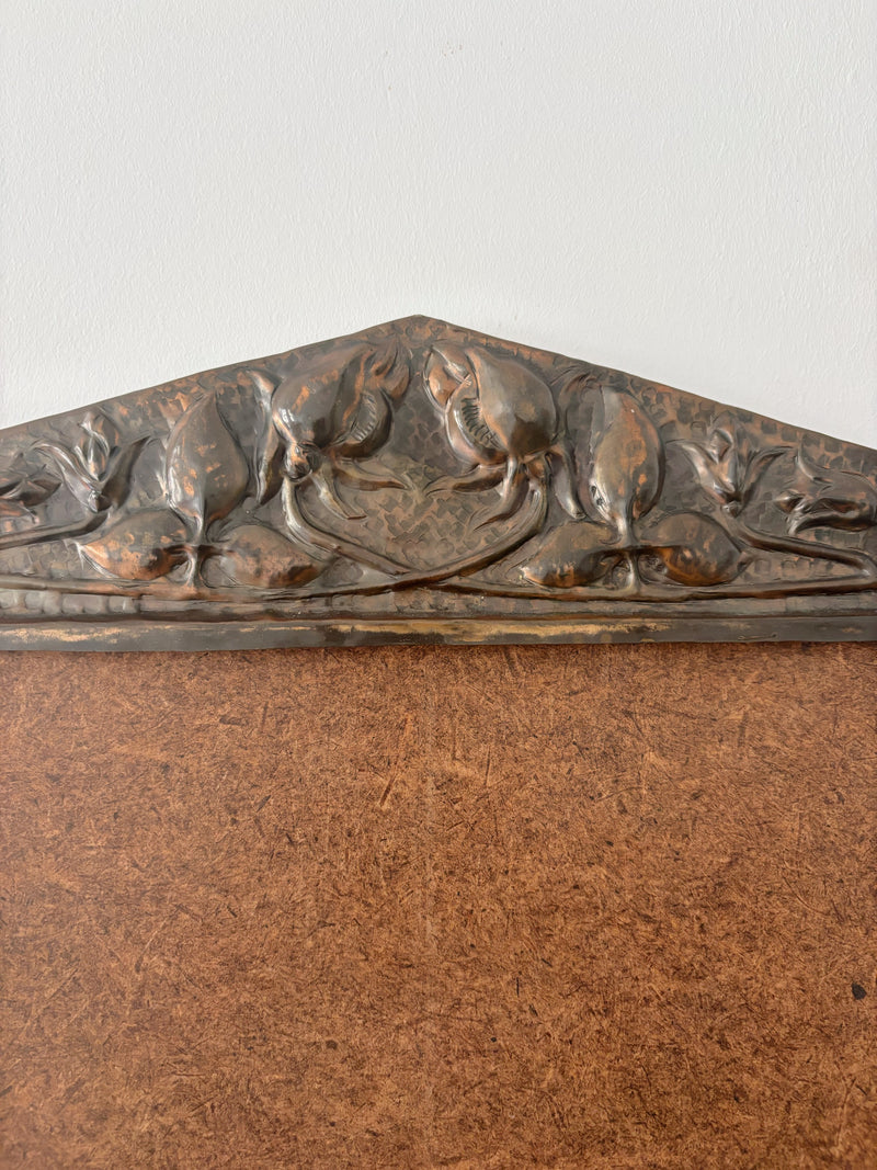 Repoussé Folk Art Copper Frame, c. 1970's-1980's Poland — detail view