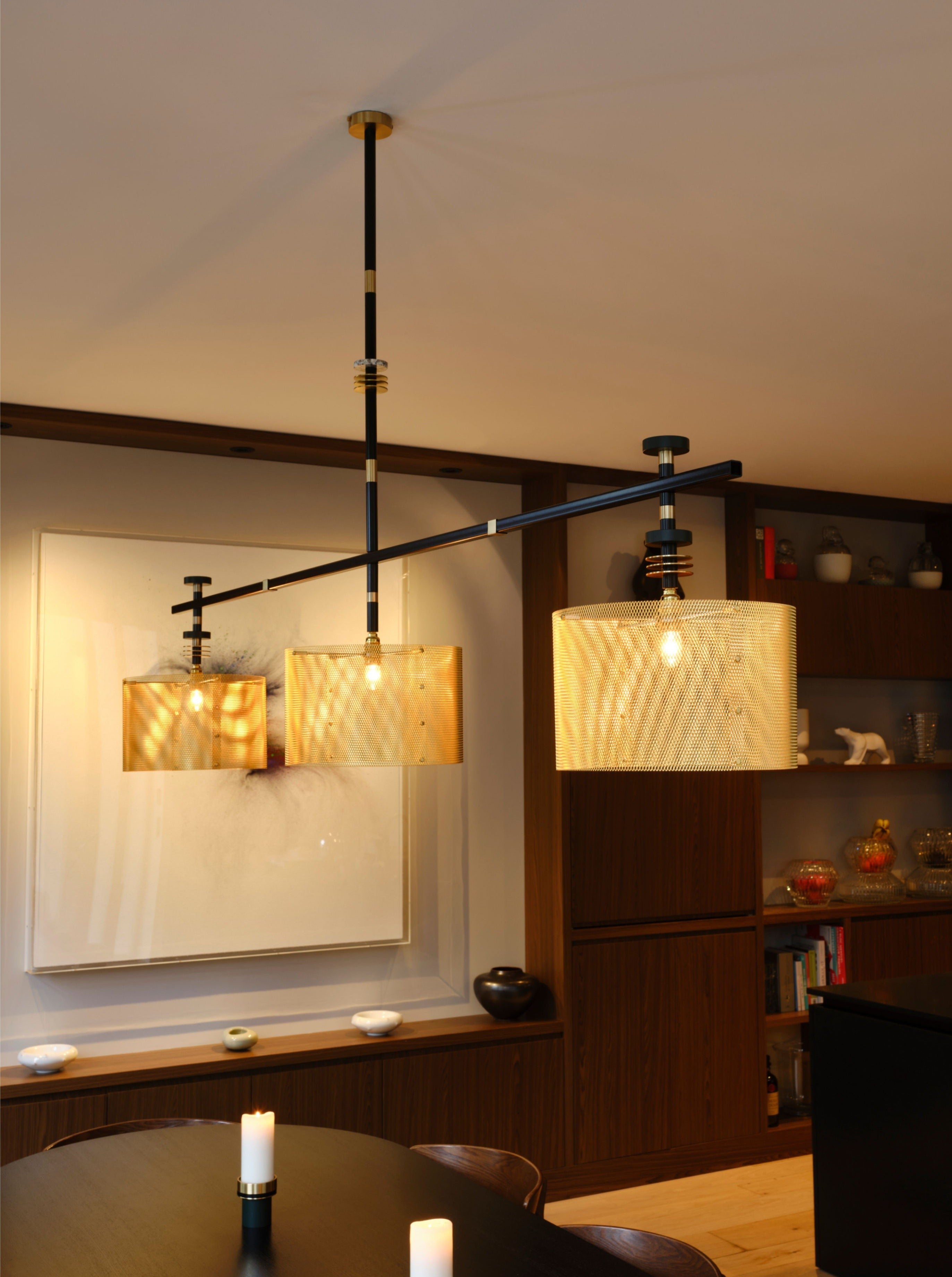 Juliette Ceiling Light — side angle showing three textured glass shades
