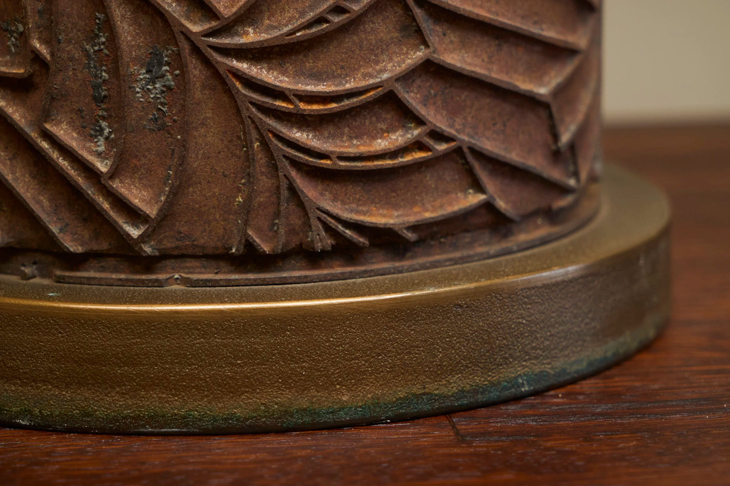 Antoine Callebaut Monumental Table Lamp in Patinated Bronze Belgium 1970s — view 9