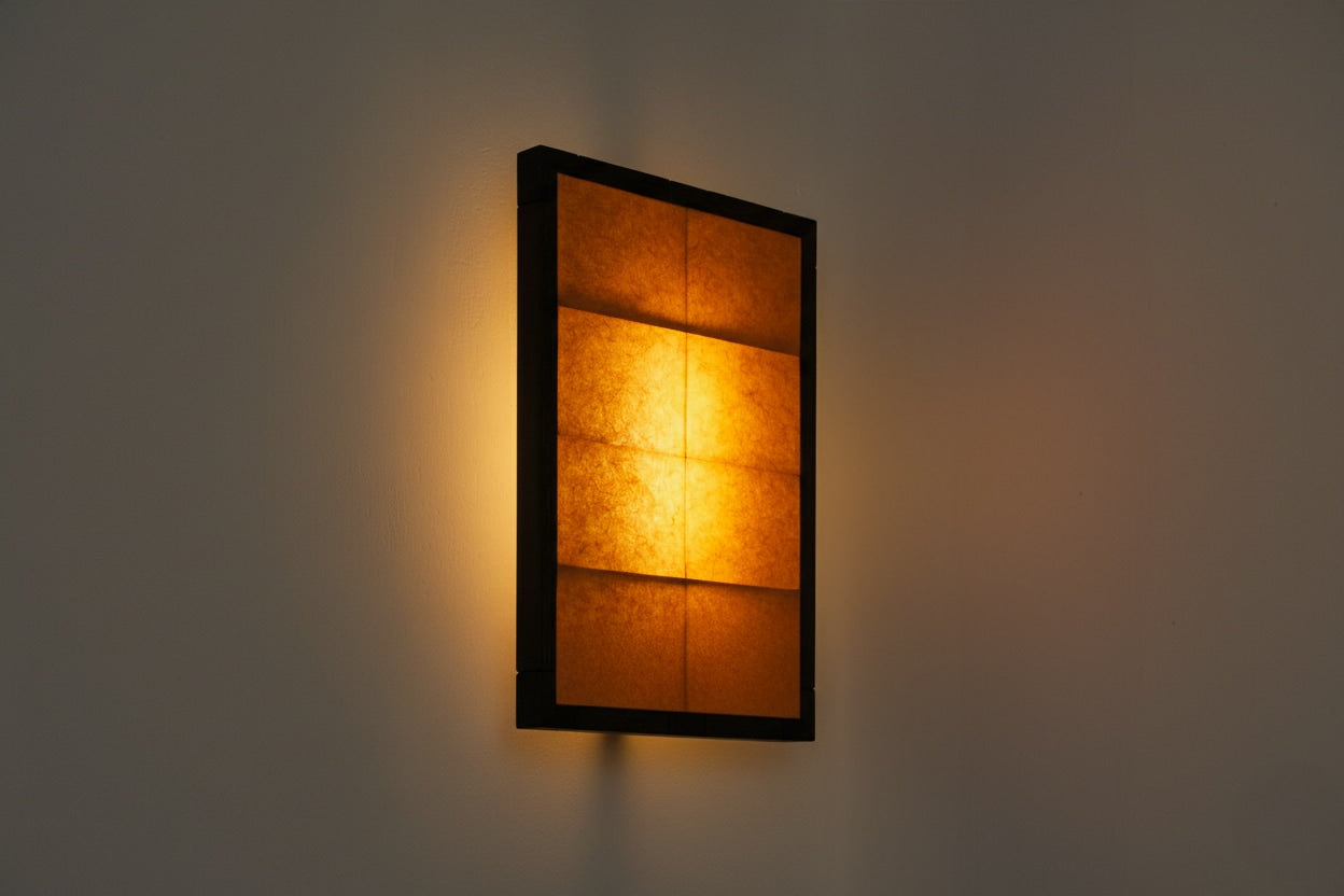 Medieval window Wall Light in Paper and tinted Wood — side angle