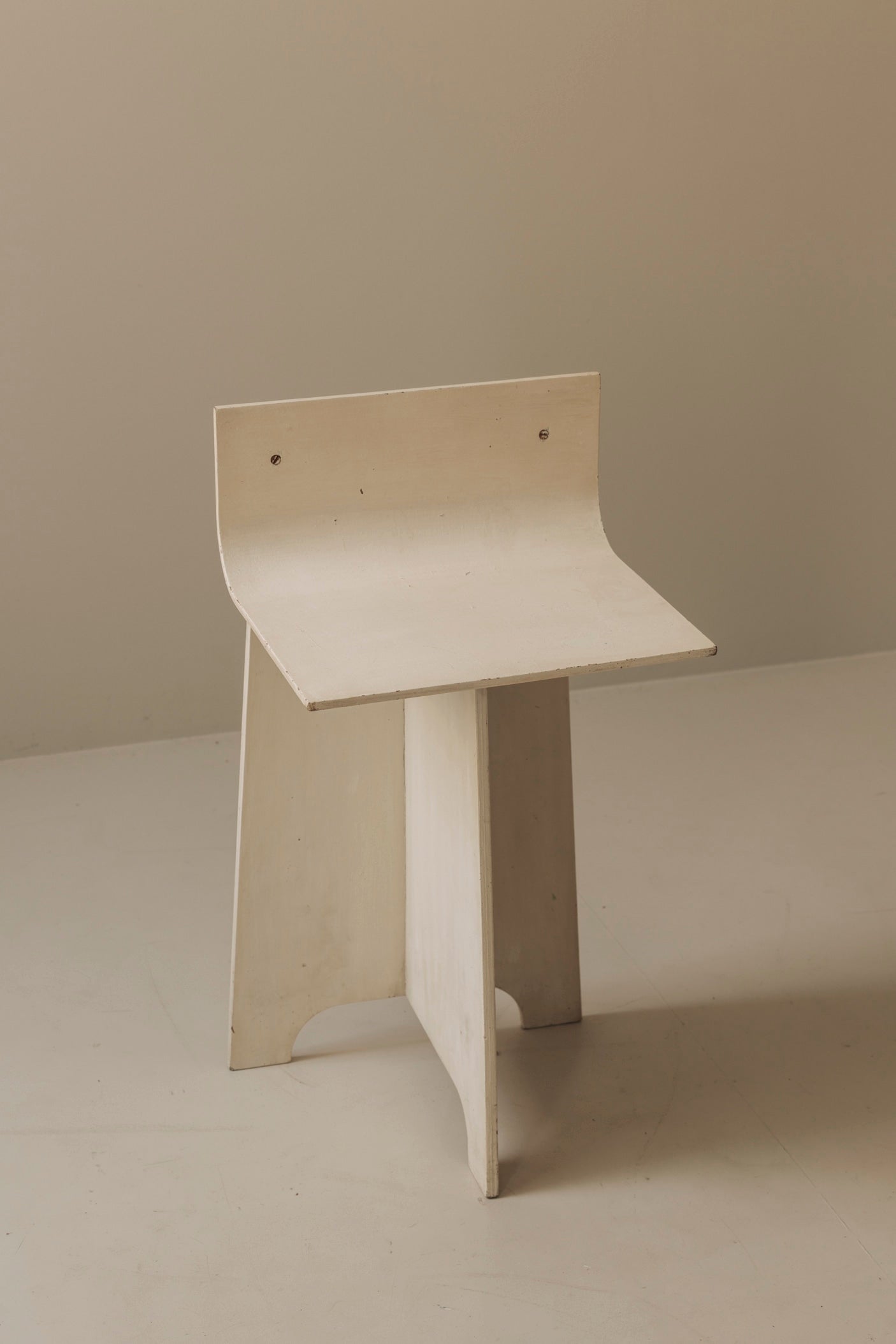 Decorative Sculptural French Off-White Plywood Accent Chair, 1940s — alternate view
