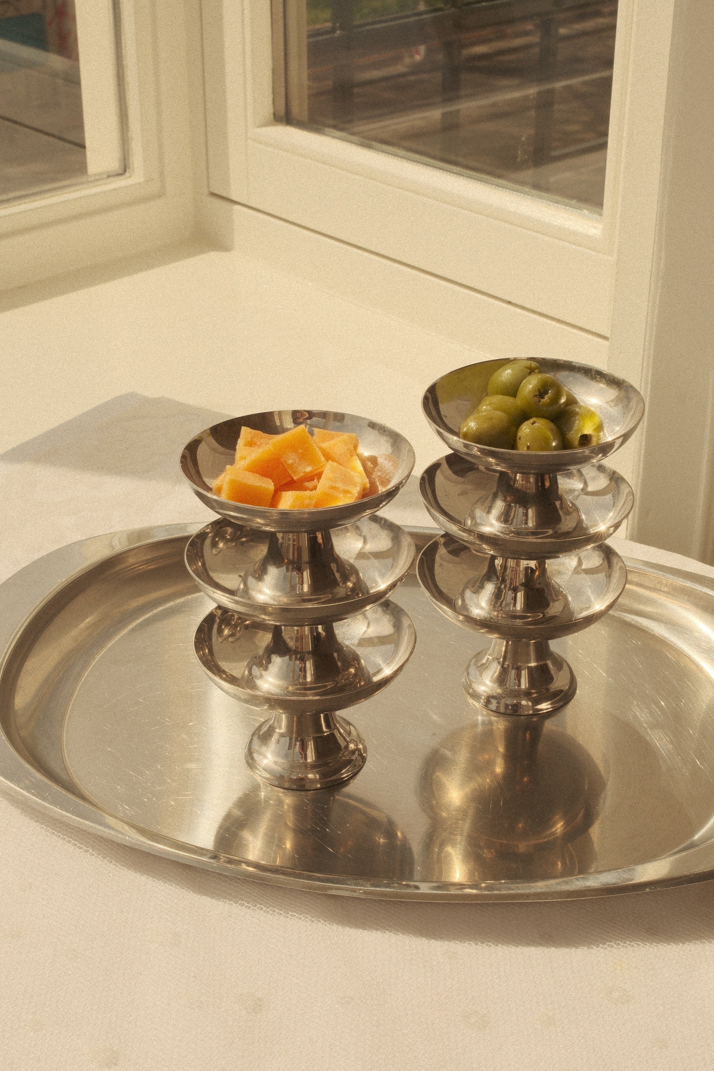 Stainless Steel Pedestal Coupes - Wide Bowl — side angle