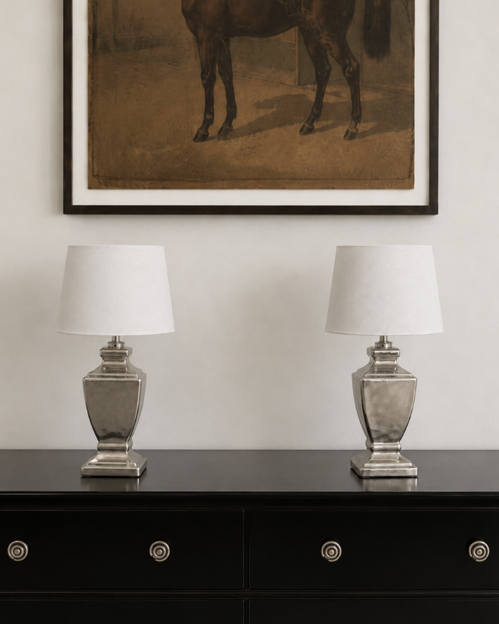 1980s Netherlands Vintage Aluminum Table Lamps in Metal — detail view