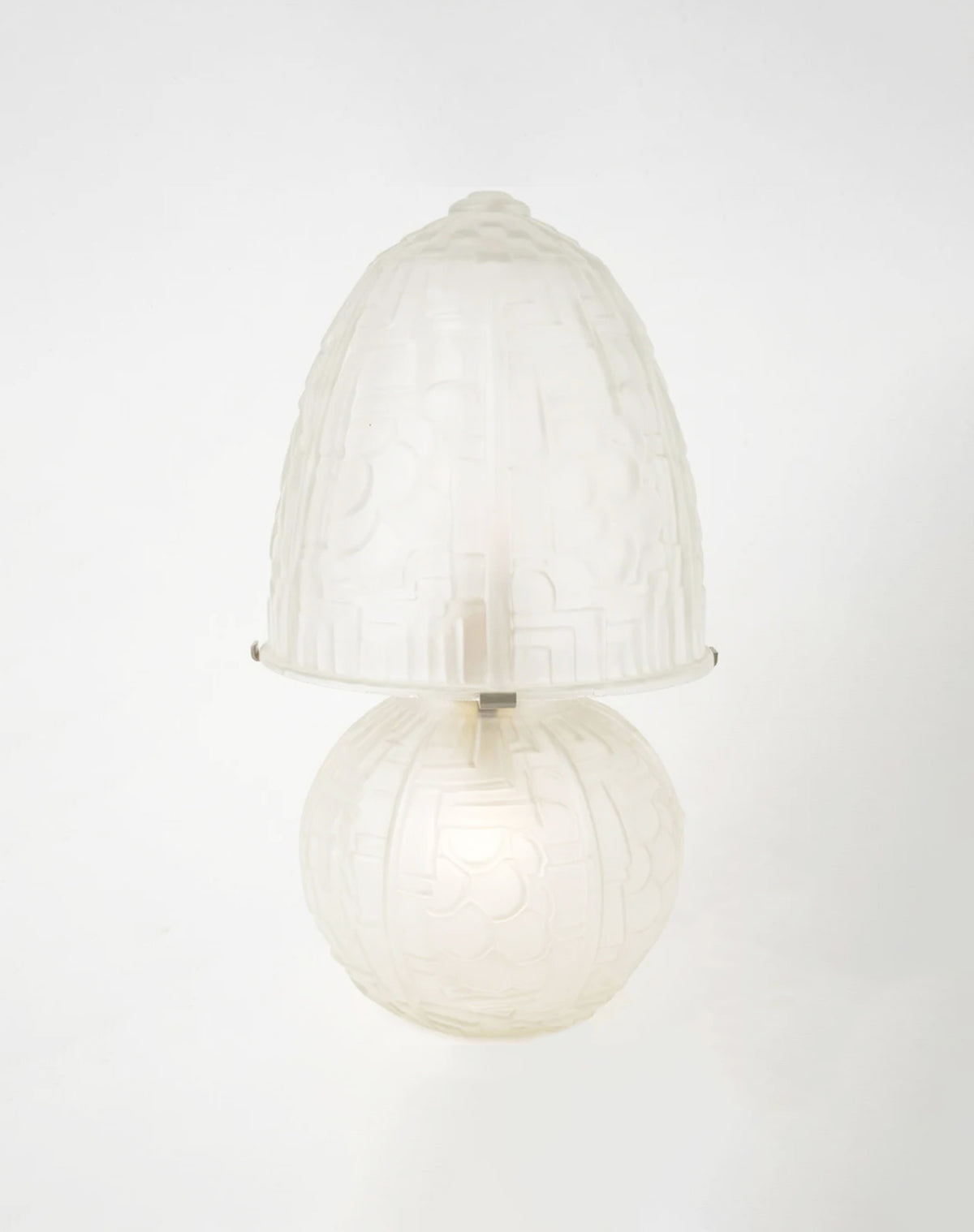 French Art Deco Frosted Glass Lamp — detail view