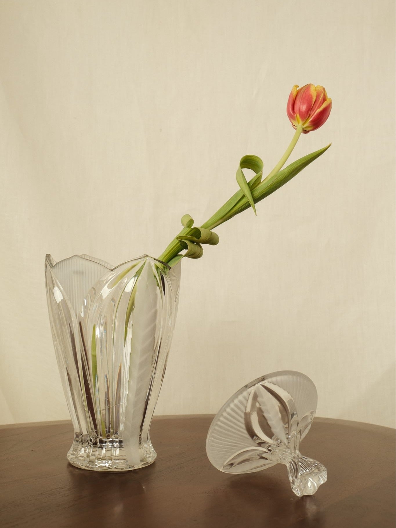 Art Deco Crystal Lidded Vase — detail view