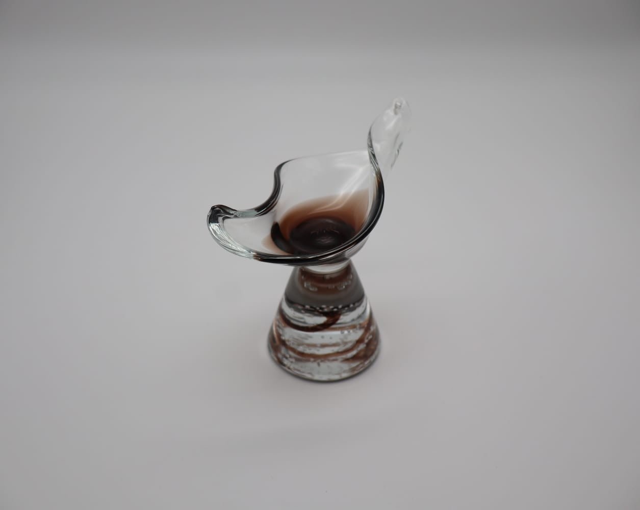 Curated Mid-Century Organic Hand-Blown Glass Sculptural Coupe – 1960s — detail view