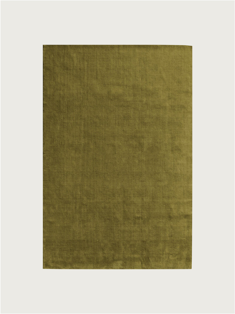 Hand-woven Rug in New Zealand Wool, Olive Green by MOST | The Oblist — handcrafted wool, olive green color
