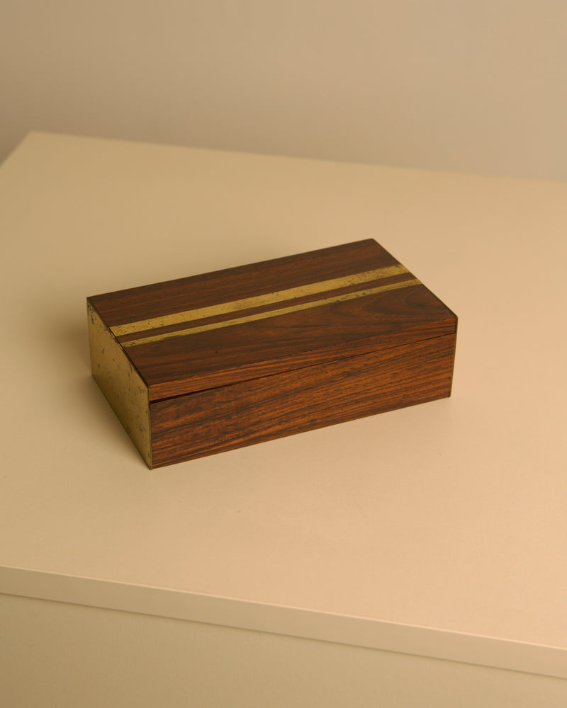 Italian Box in Handcrafted Wood and Patinated Brass, 1950s by Treaptyque | The Oblist — vintage artisan design