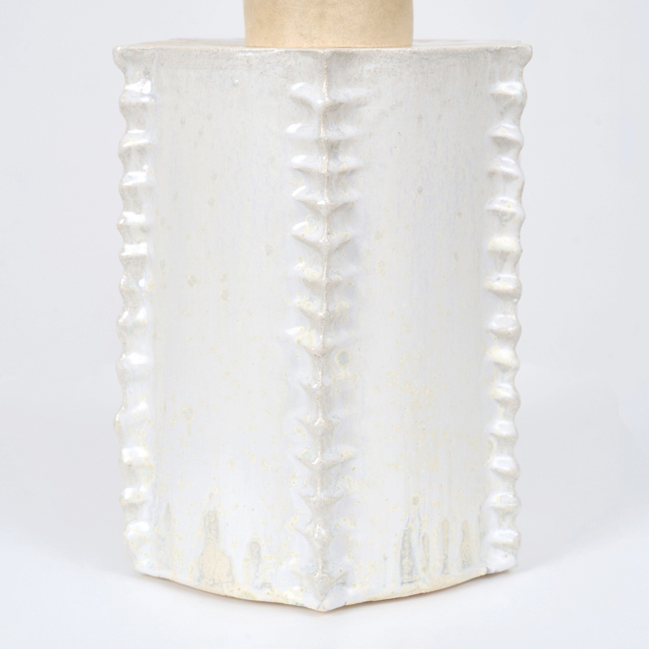 Totem Table Light — close-up of textured white ceramic base