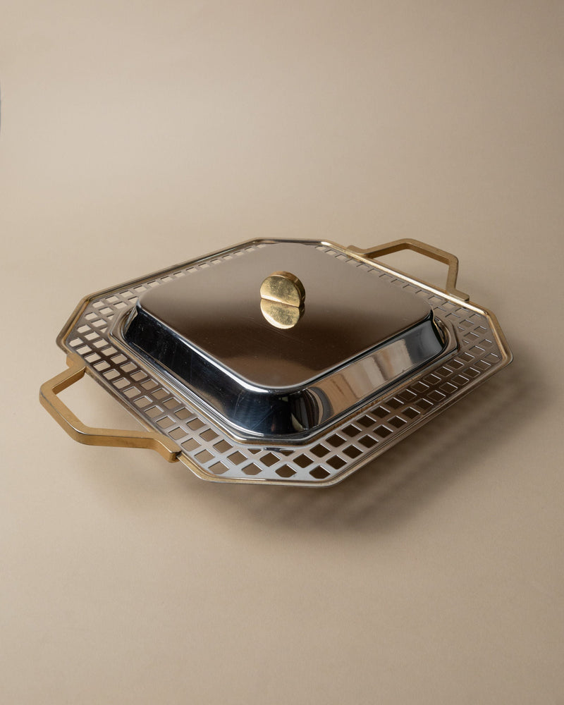 Serving Platter, Italy 80s by Bottega Jacobs | The Oblist — stainless steel, vintage design