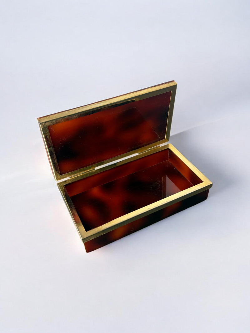 Faux Tortoise Shell Dior vanity box, Italy, 1970's by Malamar Studio | The Oblist
