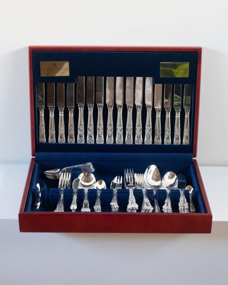 100 Piece Silver Plate Cutlery Set - Viners Shell Motif by Maud Vaughan | The Oblist — silver plated, vintage design