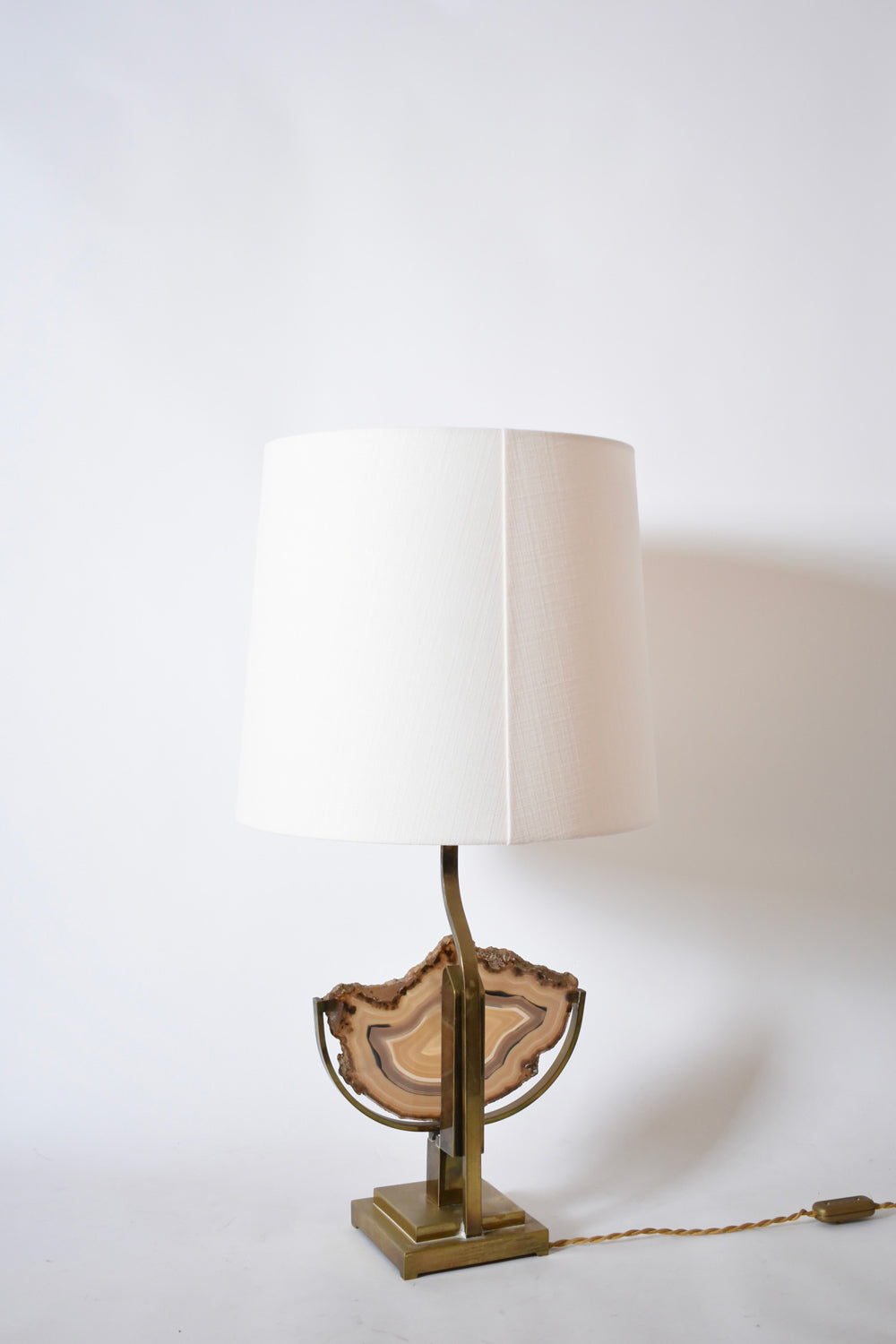 Agate and Brass Table Lamp, 1970s — lifestyle setting