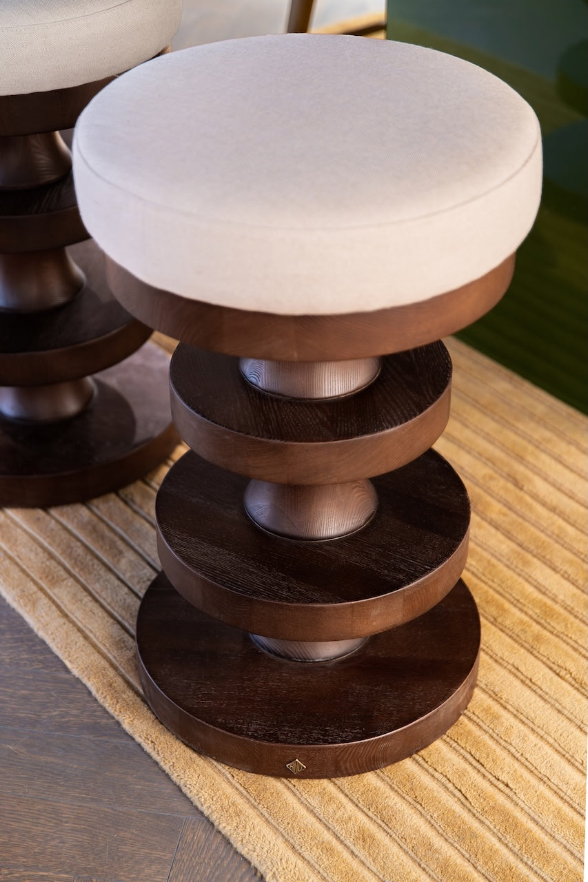 Adrian Bar Stool - Beige Linen — side angle