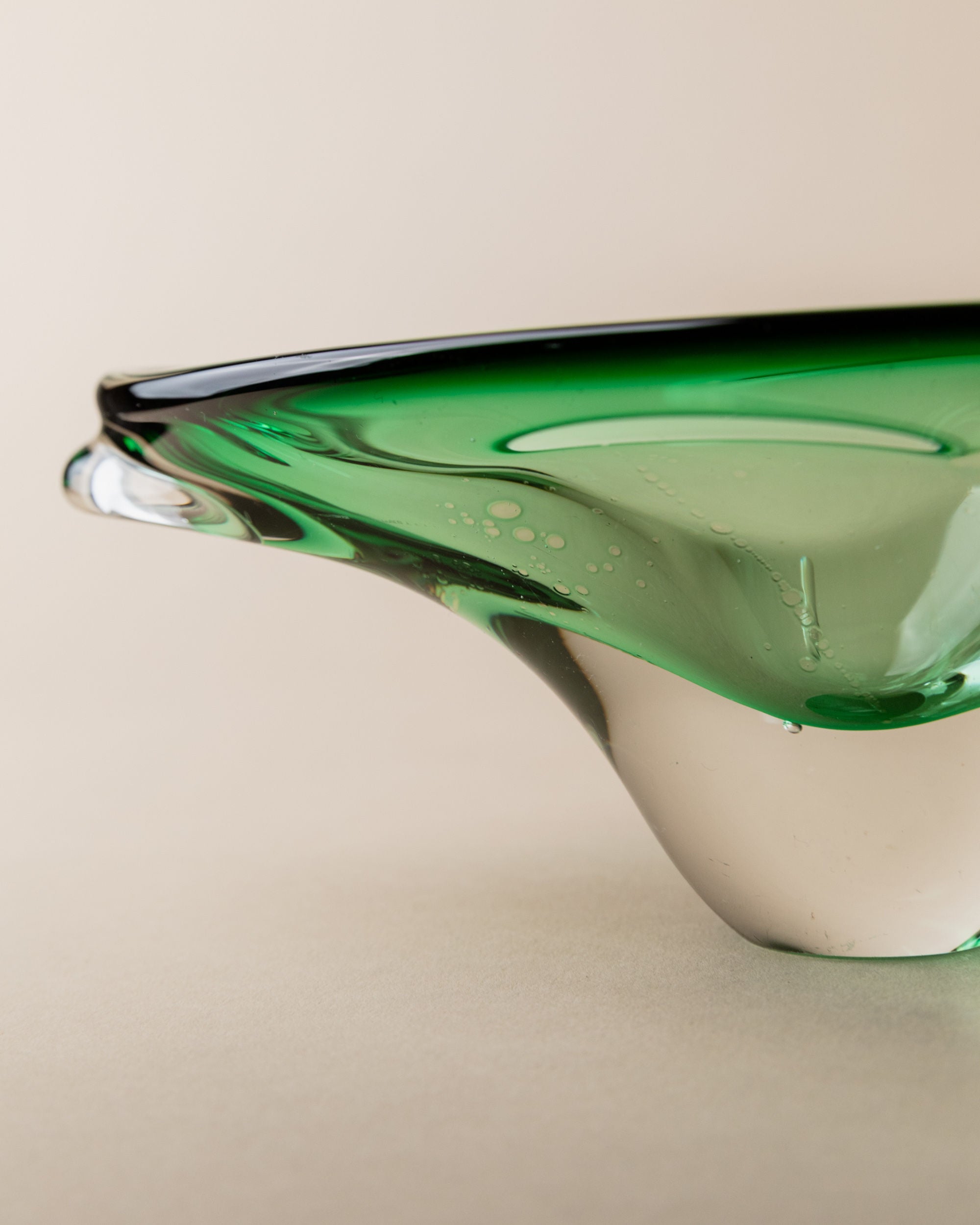 Murano Glass Bowl Green, Italy 1970s