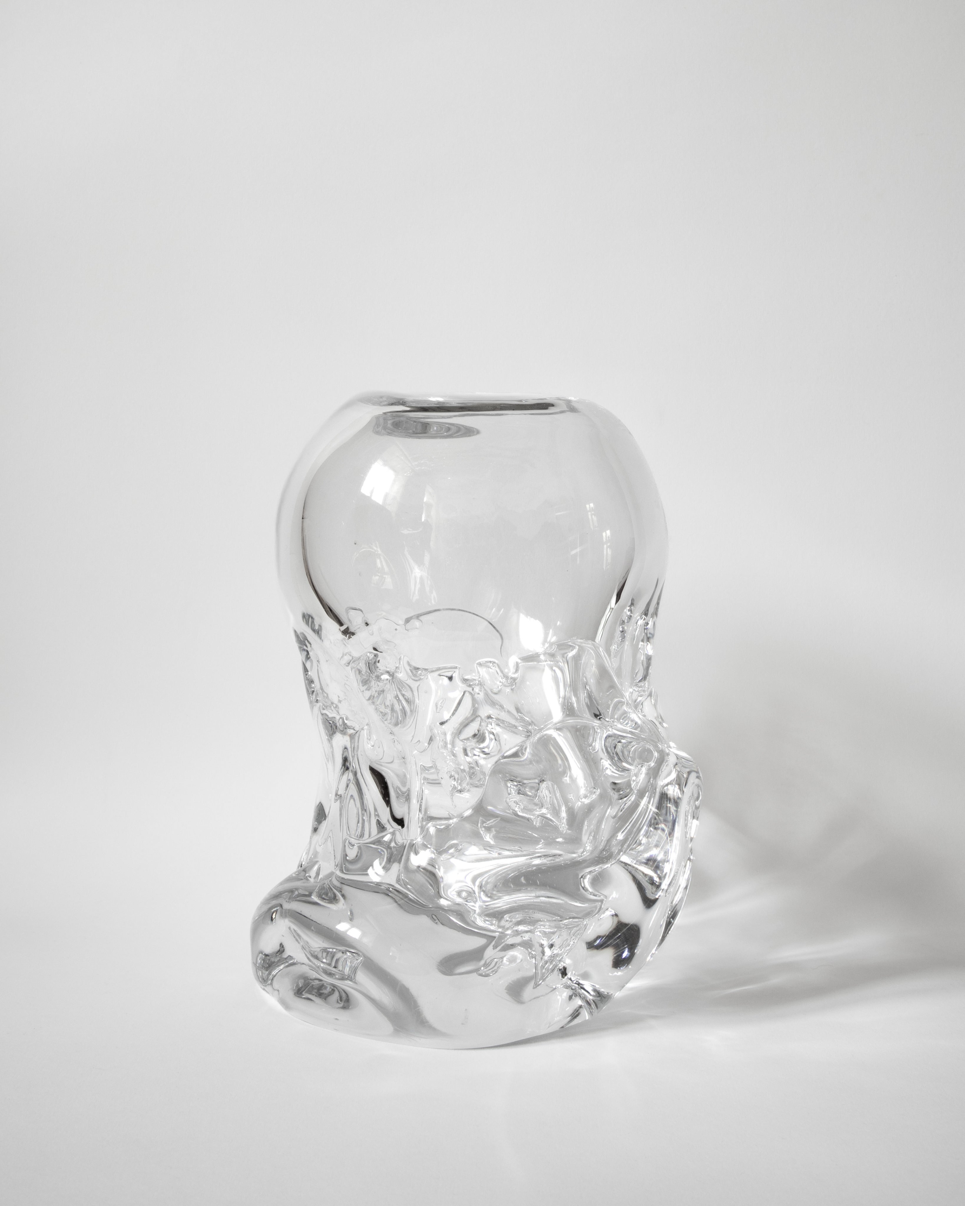 Egg Shaped Hand-blown Glass Vase — top view highlighting clear glass texture