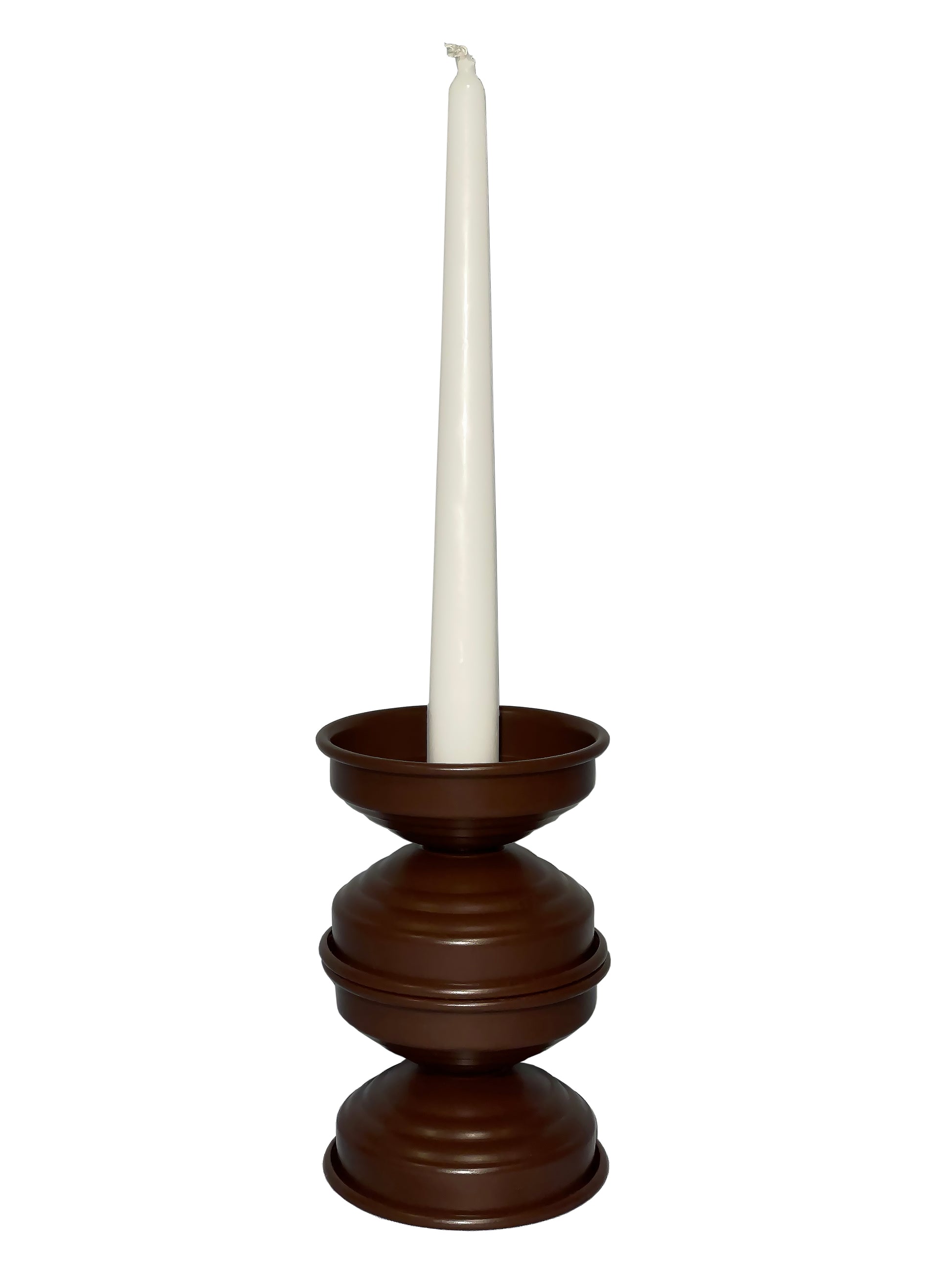 Contemporary Candle Holders in Aluminum - Chocolate Brown Collection — detail view