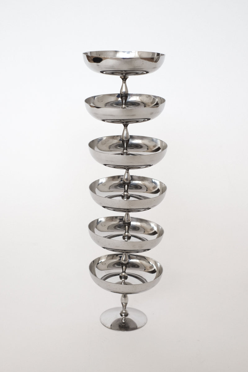 Set of 6 Ice Coupes — close-up of polished stainless steel finish