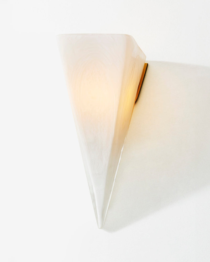 Pavillion hand blown glass quartz sconce with geometric angular form