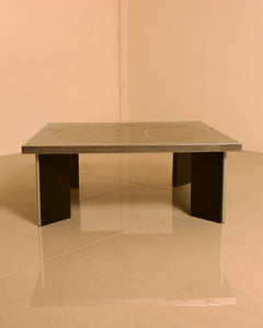 Sculptural Coffee Table in Wood and Steel by Heinz Lilienthal, 1960s — side angle showing steel top and black legs