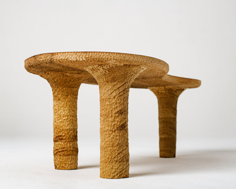 Organic Textured Coffee Table — close-up of handcrafted wood surface