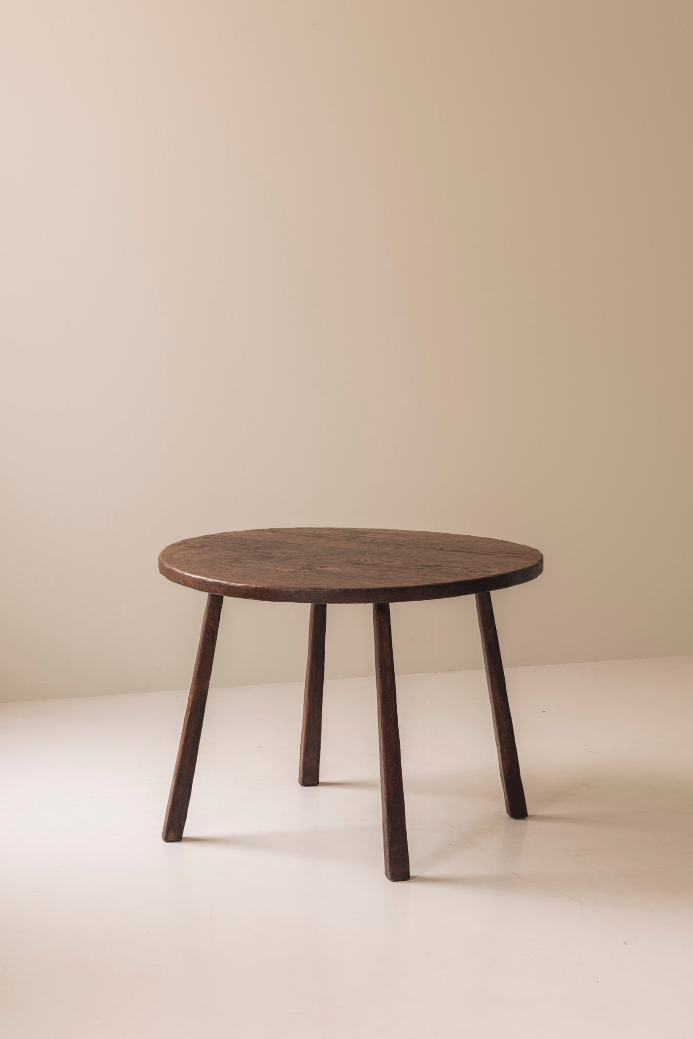 French solid oak carved dining table, 1950s — alternate view