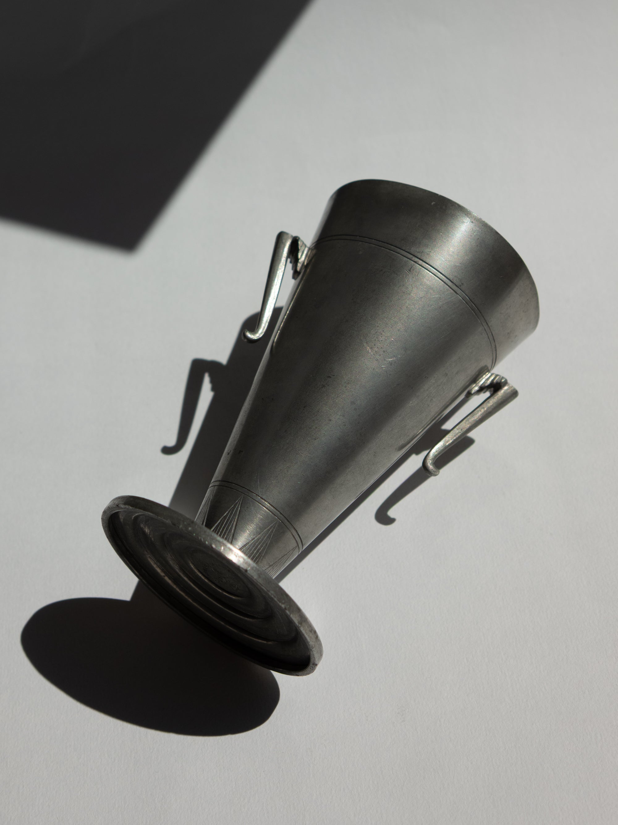 Swedish Grace Pewter Trumpet Vase by Prima Svenskt Tenn, 1930 — detail view