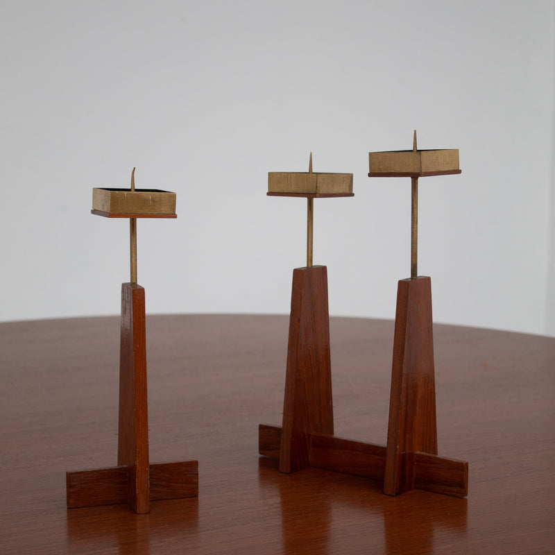 Vintage Candle Holders in Wood / Teak by Malata Antwerp | The Oblist — handcrafted teak design