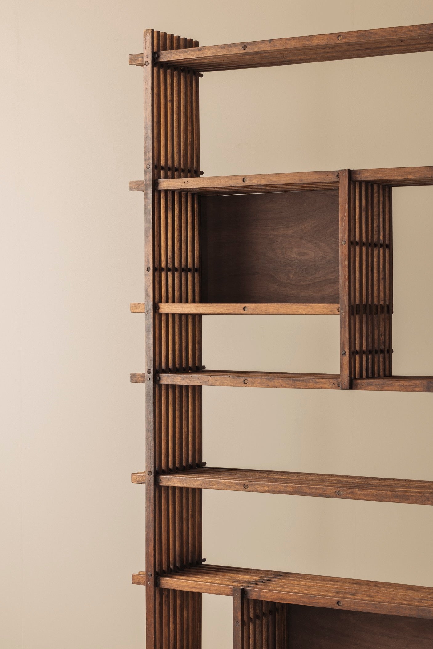 Architectural French oak bookcase / cabinet from the 1950s — alternate view