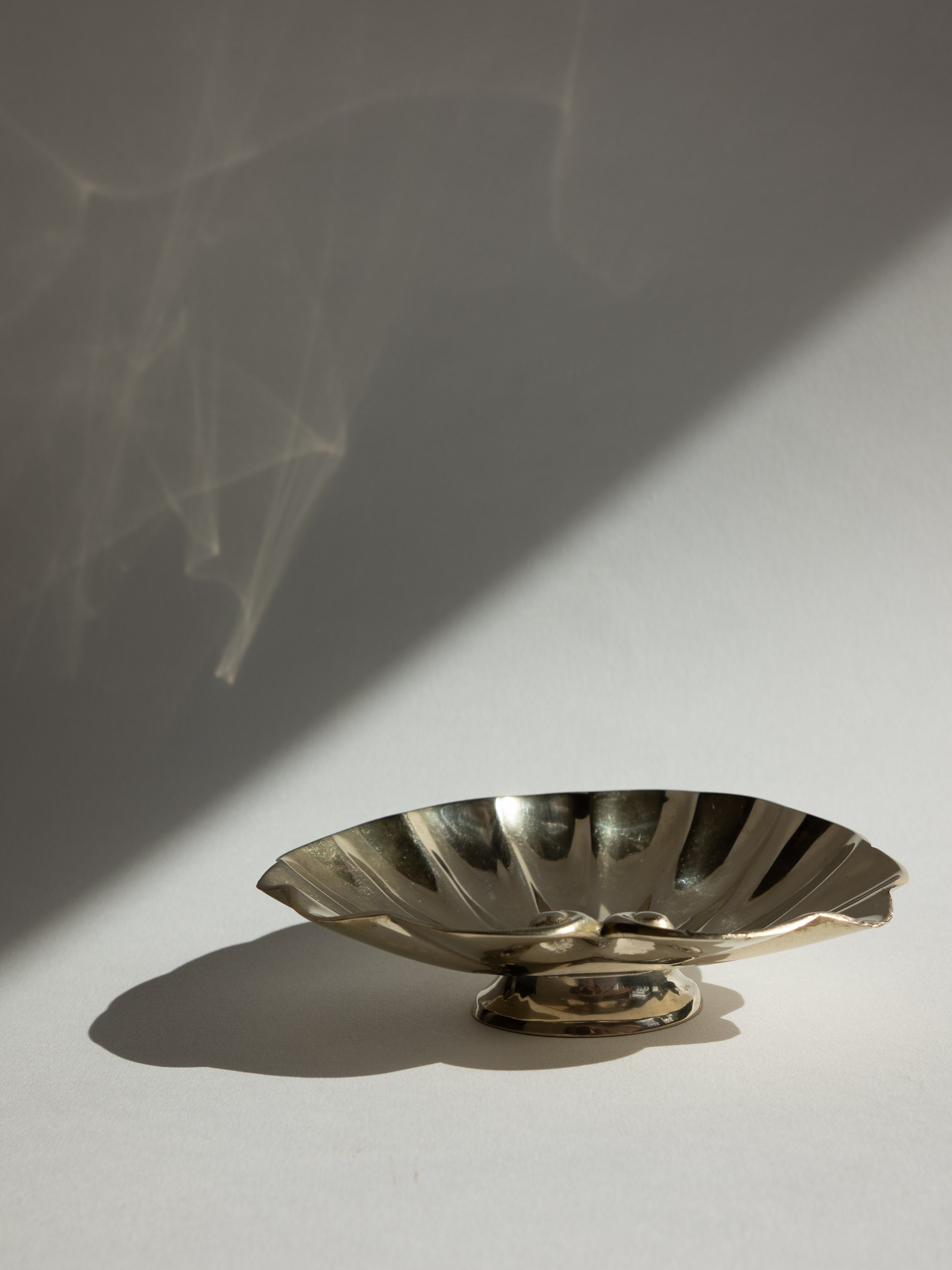 French Art Deco Polished Brass Shell Pedestal Jewelry Dish by Trove Paris | The Oblist